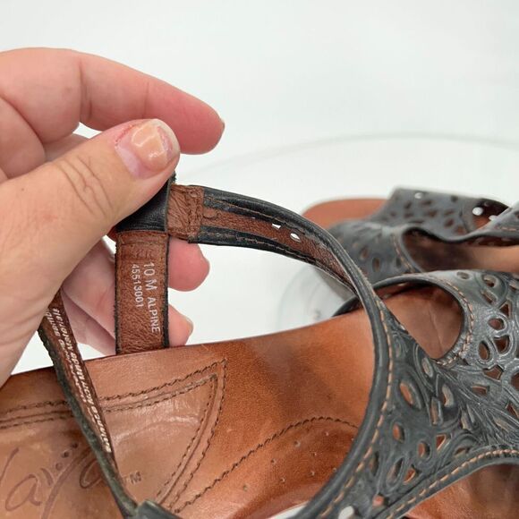 Naya Alpine Sandal Women's Size 10 M Black Leather Tooled Block Heel Slingback - Picture 15 of 16